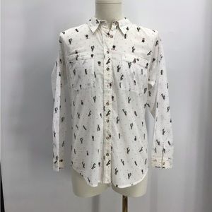 NEXT White Cactus Print Men's Shirt